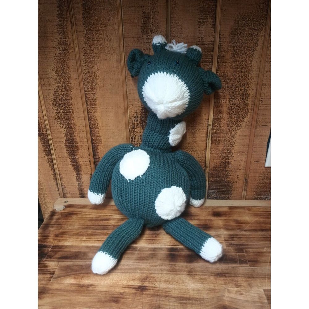 Hand Crochet Dark Blue Spotted‎ Giraffe Stuffed Animal Plush Amigurumi Homemade
